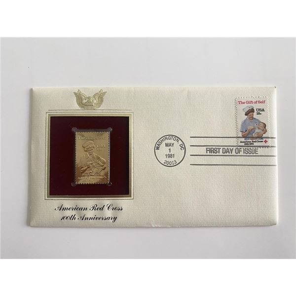 American Red Cross 100th Anniversary Gold Stamp Replica First Day Cover