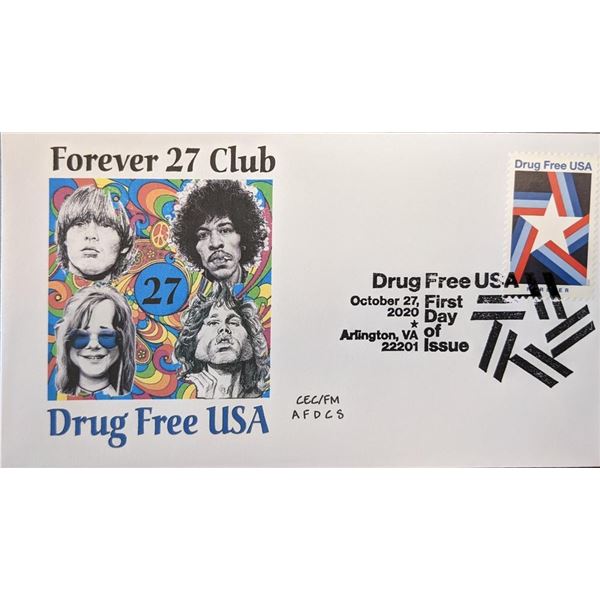 Forever 27 Club Drug Free USA First Day Cover - Jimi Janis Jim and Brian