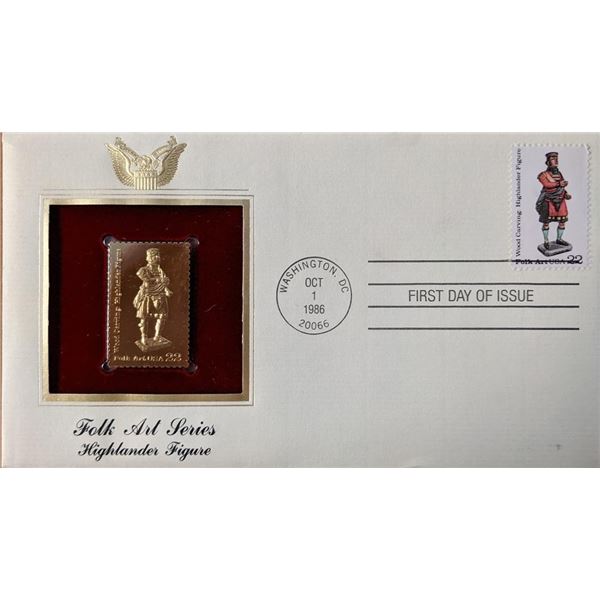 Folk Art Series Highlander Figure Gold Stamp Replica First Day Cover