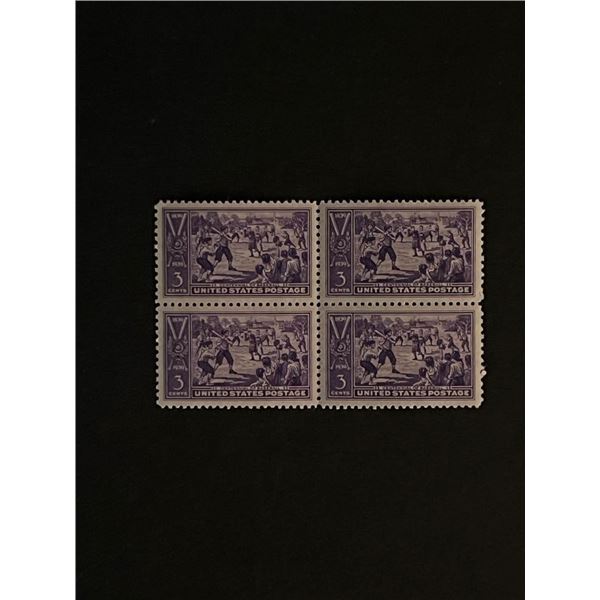 Four 3 Cent Baseball Stamps Unused