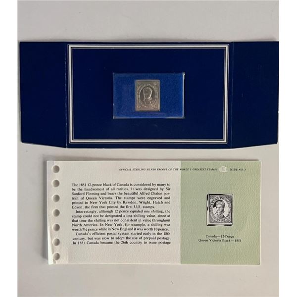 Franklin Mint Sterling Silver 1851 Canada Stamp Plaque Badge Worlds Greatest Stamps Issue NO 5