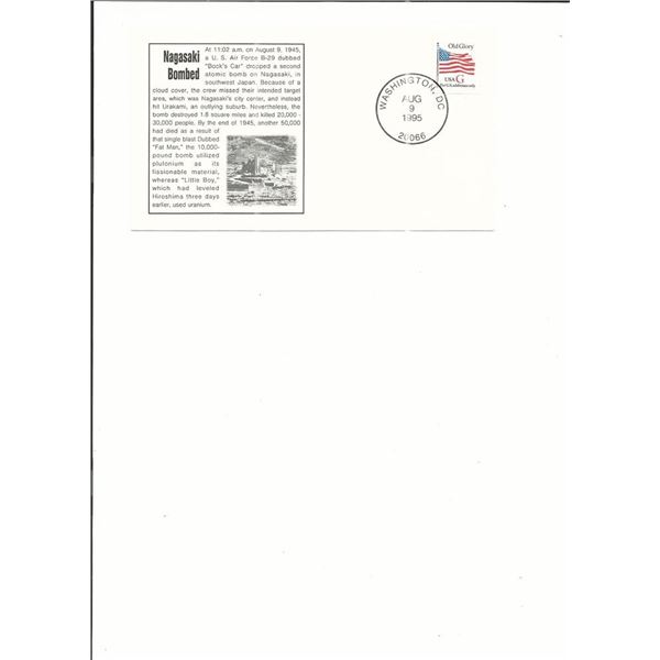 Washington D.C. - Nagasaki Bombed 50th Anniversary - First Day Cover - Aug 6th 1995