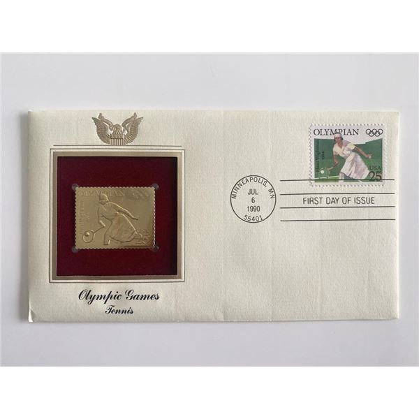 Olympic Games Tennis Gold Stamp Replica First Day Cover