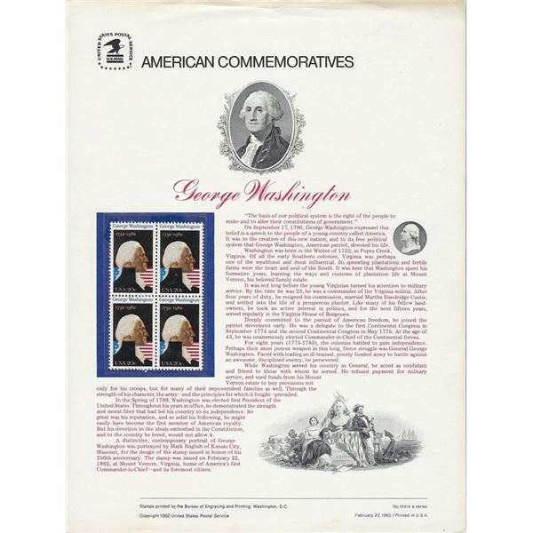Commemoratives George Washington stamp set of four 2 cent stamps