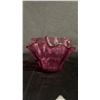 Image 1 : CRANBERRY GLASS RUFFLED TOP BOWL 7" WIDE