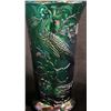 Image 3 : FENTON GREEN CARNIVAL GLASS VASE 8" T