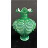 Image 1 : FENTON IRIDESCENT EMERALD GREEN GLASS DRAPERY VASE 7"T