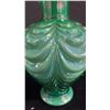 Image 2 : FENTON IRIDESCENT EMERALD GREEN GLASS DRAPERY VASE 7"T