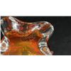 Image 4 : CHALET CANADA ORANGE ART GLASS CENTERPIECE BOWL WITH A CLEAR BASE 9" TALL