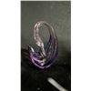 Image 1 : CLEAR TO PURPLE ART GLASS SWAN 7" TALL