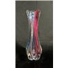 Image 1 : CRANBERRY, COBALT & CLEAR ART GLASS VASE 12" TALL