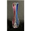 Image 2 : CRANBERRY, COBALT & CLEAR ART GLASS VASE 12" TALL