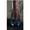 Image 3 : ART GLASS PURPLE & TEAL VASE 15" TALL