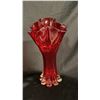 Image 1 : ART GLASS RED RUFFLED VASE 12" TALL