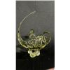 Image 1 : CHALET CANADA GREEN ART GLASS CONSOLE BOWL 11" TALL