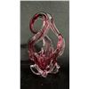 Image 2 : CRANBERRY ART GLASS SCULPTURAL CENTERPIECE BOWL 10" TALL