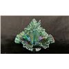 Image 1 : FENTON IRIDESCENT GREEN ART GLASS EPERGNE 9" WIDE