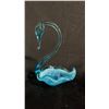 Image 1 : BLUE ART GLASS SWAN BOWL 6.5" TALL