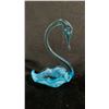 Image 2 : BLUE ART GLASS SWAN BOWL 6.5" TALL