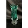 Image 1 : GREEN ART GLASS VASE WITH CLEAR VASE 12" TALL