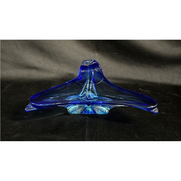 COBALT BLUE ART GLASS CENTERPIECE BOWL 11" WIDE