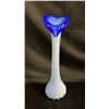 Image 1 : BLUE SWUNG GLASS JACK-IN-THE-PULPIT VASE: 15" TALL