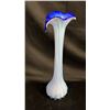 Image 2 : BLUE SWUNG GLASS JACK-IN-THE-PULPIT VASE: 15" TALL
