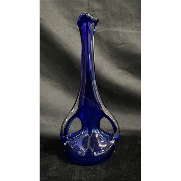 COBALT BLUE ART GLASS VASE 12" TALL