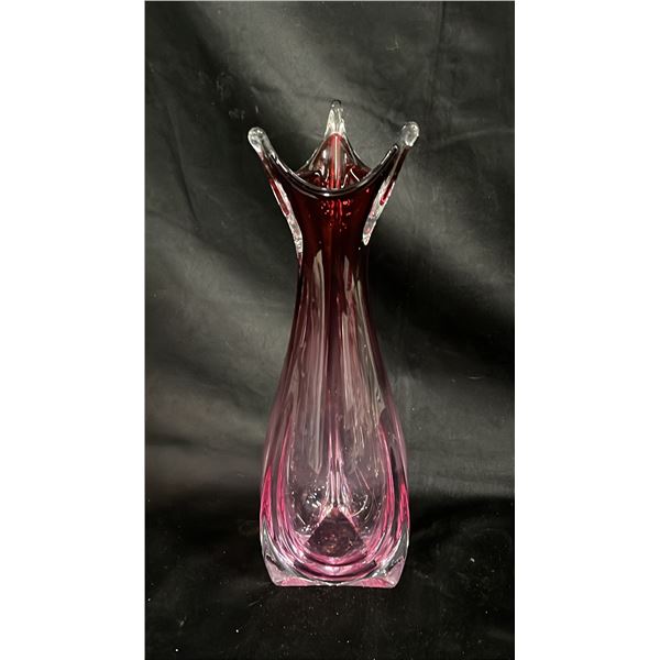 CRANBERRY ART GLASS VASE 13" TALL