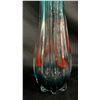 Image 2 : VINTAGE BLUE & ORANGE RIBBED ART GLASS VASE 13" TALL