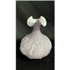Image 1 : FENTON WHITE & LAVENDER EMBOSSED VASE 8" TALL