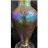 Image 3 : ART GLASS IRIDESCENT WEBBED DESIGN RUFFLED TOP VASE  11" TALL