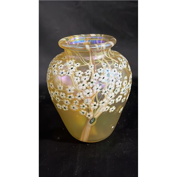 ORIENT & FLUME HAWTHORNE FOREST TREE ART GLASS VASE 6" TALL