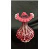 Image 1 : FENTON CRANBERRY GLASS SPANISH LACE RUFFLED VASE 8" TALL