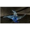 Image 2 : BLUE ART GLASS CONSOLE BOWL 20.5" WIDE