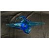 Image 2 : BLUE ART GLASS CONSOLE BOWL 14" WIDE