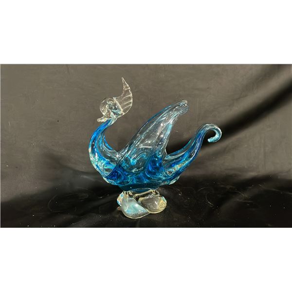 ART GLASS PHOENIX BIRD CENTERPIECE BOWL 8" TALL