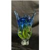 Image 1 : HEAVY BLUE & GREEN ART GLASS VASE 12" TALL
