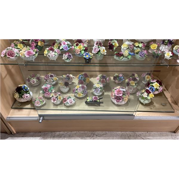SHELF OF ASSORTED PORCELAIN FLORALS: RADNOR, STRATFORD, ADDERLAY & MORE
