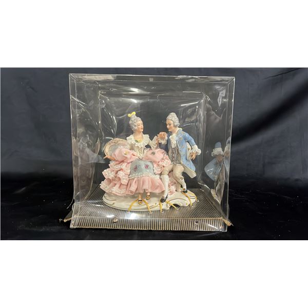 VINTAGE DRESDEN LACE PORCELAIN FIGURINE IN ORIGINAL INTERNAL PACKAGING MATERIAL - NO BOX 6"T
