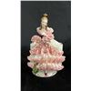 Image 1 : VINTAGE DRESDEN GERMANY PORCELAIN LACE PRINCESS & FROG PRINCE FIGURINE 8" TALL