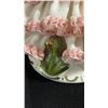 Image 3 : VINTAGE DRESDEN GERMANY PORCELAIN LACE PRINCESS & FROG PRINCE FIGURINE 8" TALL