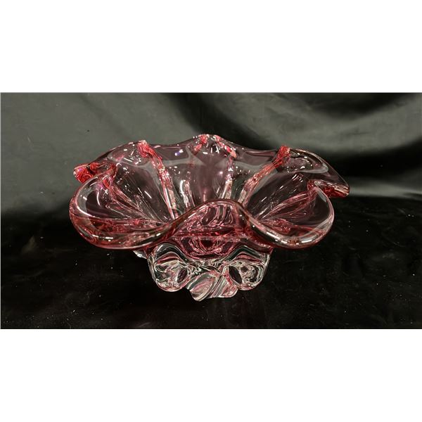 CRANBERRY ART GLASS CENTERPIECE BOWL 10" WIDE
