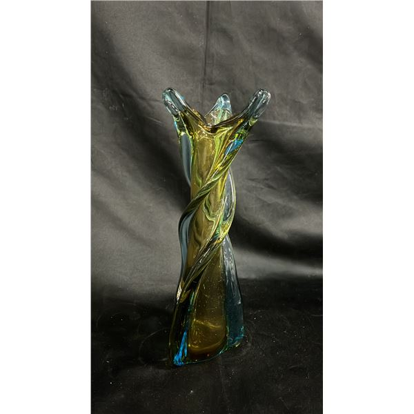 MURANO STYLE ART GLASS TWISTED VASE 12" TALL