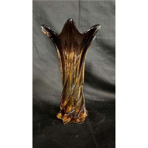 TOPAZ ART GLASS TWISTED VASE 10" TALL
