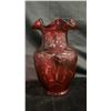 Image 1 : CRANBERRY GLASS RUFFLE TOP BOUQUET VASE 10" TALL