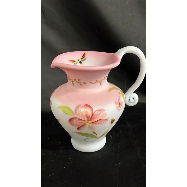 FENTON ROSALENE GLASS HAND PAINTED PITCHER VASE: #534/1000 7" TALL