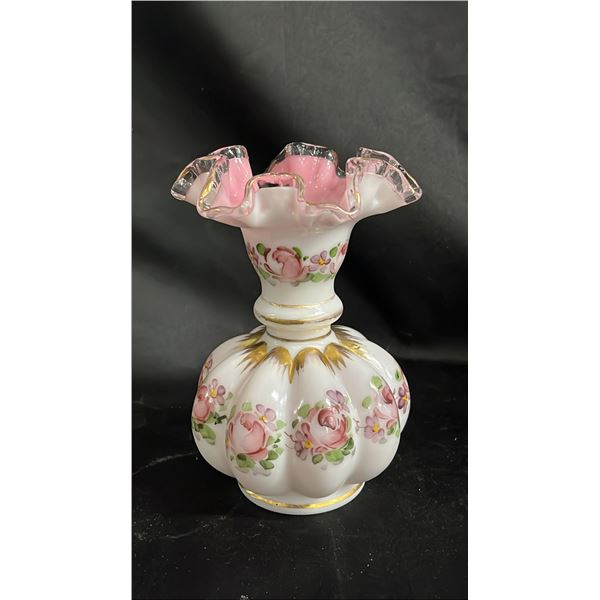 FENTON CHARLETON PEACH CREST VASE 6" TALL