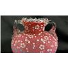 Image 2 : VICTORIAN CASED PEACHBLOW GLASS VASE WITH PAINTED ENAMEL FLOWERS & GOLD STEMS 7" T