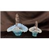 Image 1 : (2) FENTON BLUE OPALESCENT HOBNAIL GLASS BASKETS: LARGER IS 8"T